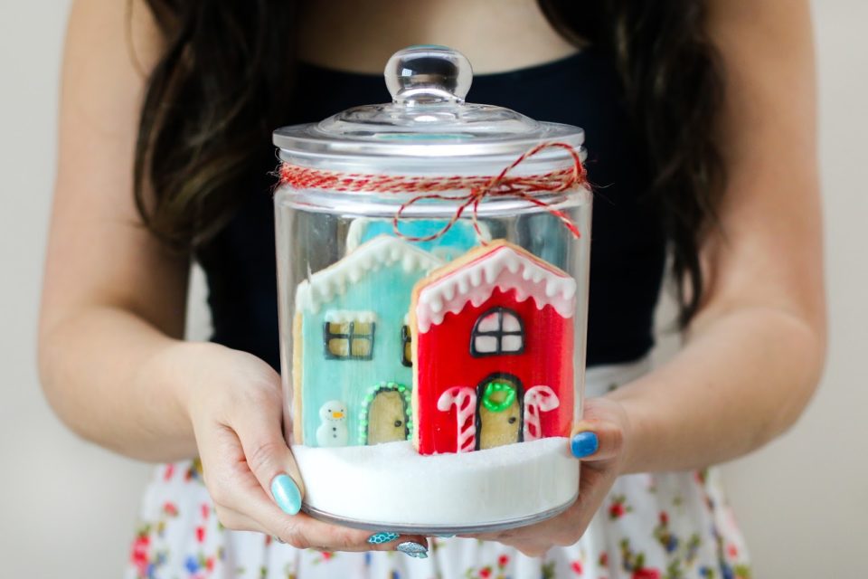 Snowy Village Sugar Cookie Jars (DIY Gift Idea) - Constellation Inspiration