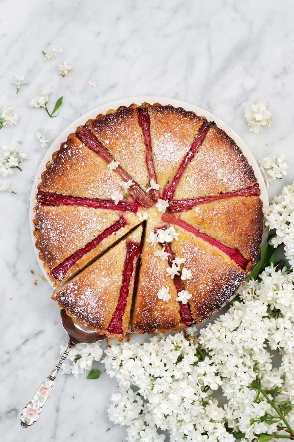 strawberry rhubarb bakewell tart