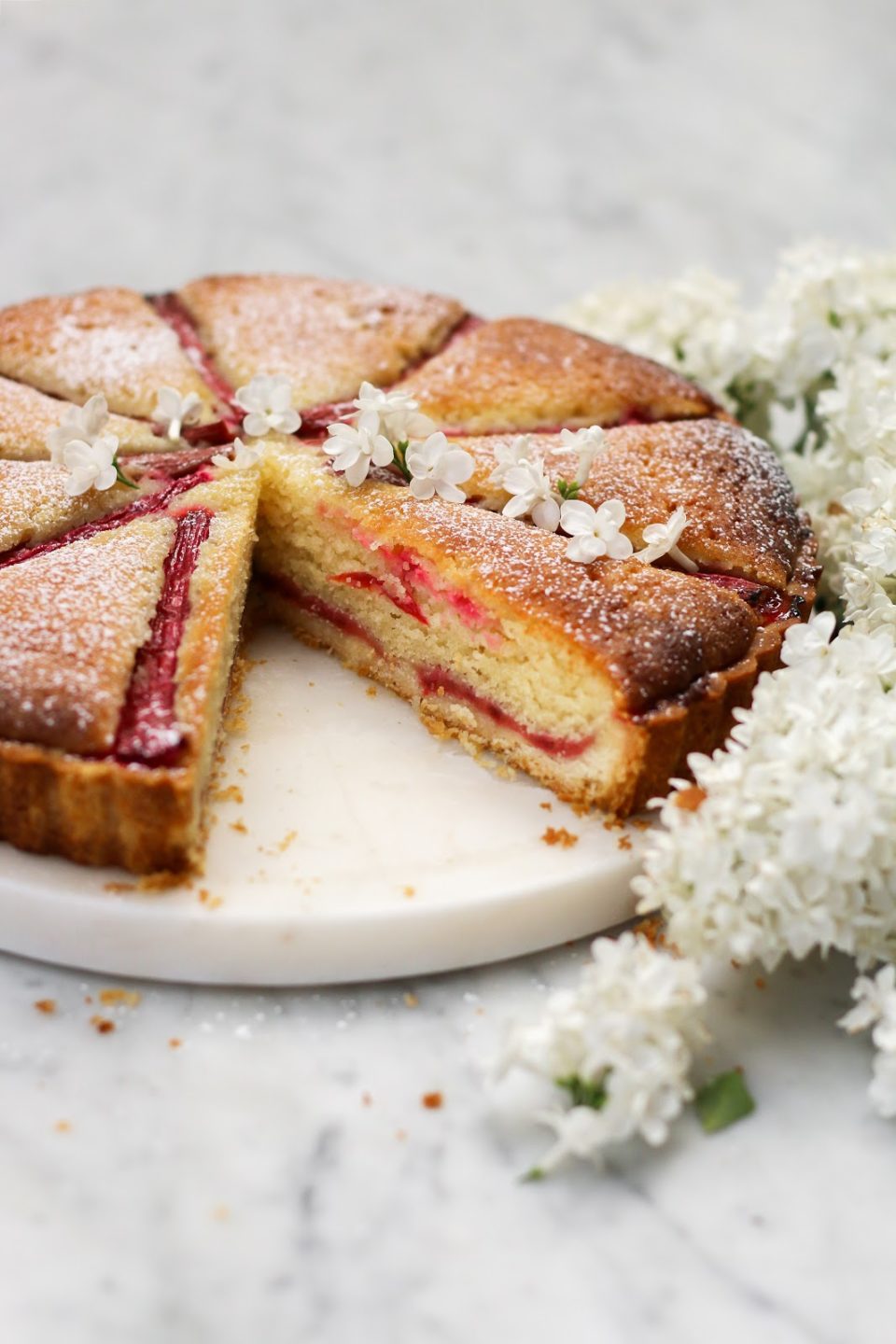 strawberry rhubarb bakewell tart