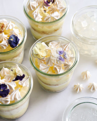 lemon pavlova parfaits in glass jars